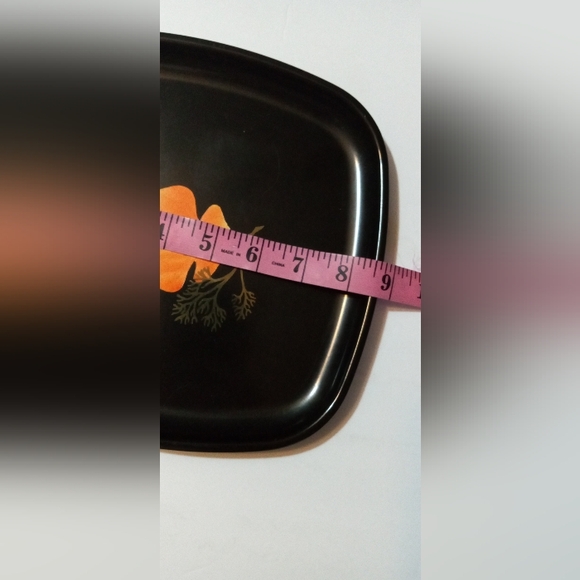 Vintage Couroc Hand Inlayed Gold California Poppy Floral MCM Dish Monterey CA - Picture 9 of 9